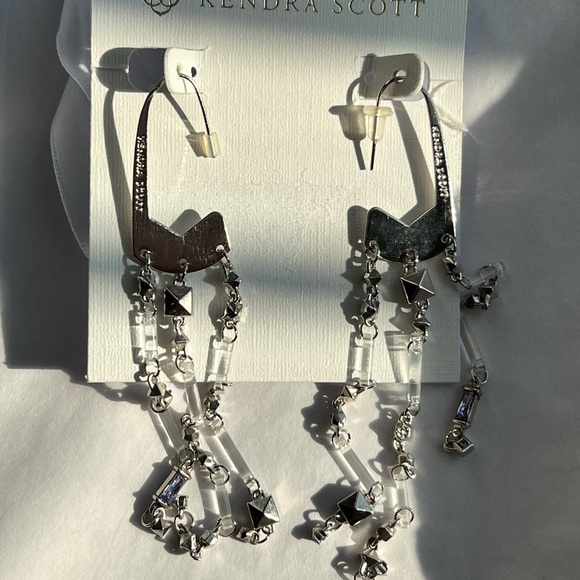 NWT Kendra Scott RARE & Retired Corza Earrings Silver Mix STUNNING! - Picture 11 of 15